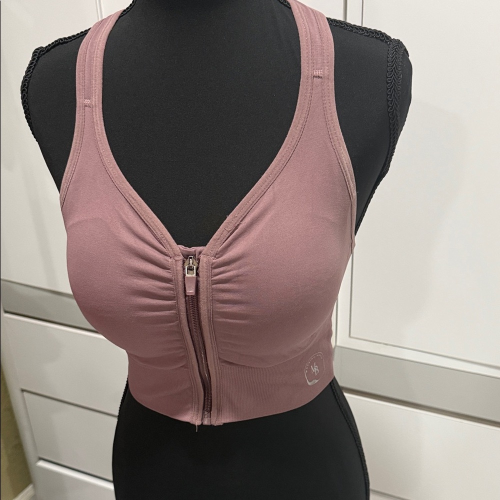 Women's Mauve Zip-Front Top